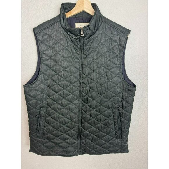 Men's Quilted Vest Size Large Weatherproof Vintage Green Pockets Outdoor - Picture 3 of 11